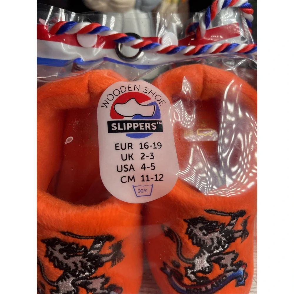 Plush‎ wooden shoe slippers from Holland Netherlands NEW fits Kids 4-5